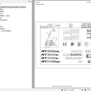 Manitou MT 1340 SL TURBO MONO ULTRA ORH S3 E2 Parts Catalog 547858