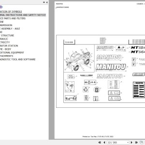Manitou MT 1435 100P ST3B S1 MT 1440 100P ST3B S2 MT 1840 100P ST3BS2 Parts Catalog 647500