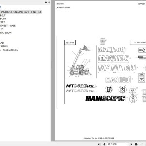 Manitou MT 1435 H SL S3 E3 Parts Catalog 647089