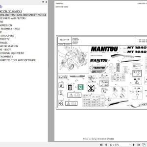 Manitou MT 1440 1840 100D ST5 S1 Parts Catalog 647760