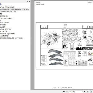 Manitou MT 1440 1840 A E3 Parts Catalog 647026