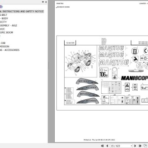 Manitou MT 1440 1840 H E3 Parts Catalog 647043