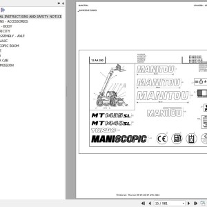 Manitou MT 1440 SL TURBO S3 E2 Parts Catalog 547914