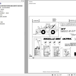 Manitou MT 1530 SCP TURBO NACELLE ORH Parts Catalog 547007
