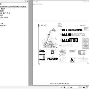 Manitou MT 1645 HSL TURBO MONO ULTRA USA Parts Catalog 547784