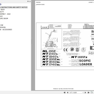 Manitou MT 1740 SL TURBO ULTRA S3 E2 Parts Catalog 547848