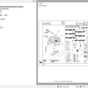 Manitou MT 425 CP TURBO FARM LOADER Parts Catalog 47824
