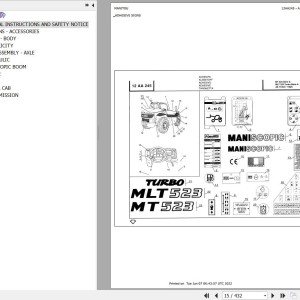 Manitou MT 523 SA Parts Catalog 547829