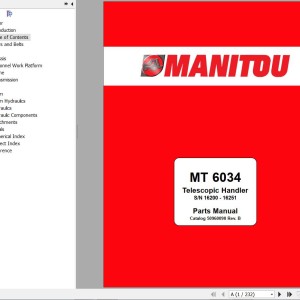 Manitou MT 603 Parts Manual 50960090 Rev. B