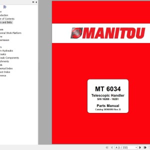 Manitou MT 6034 Parts Manual 50960090 Rev. B
