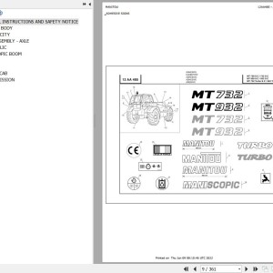 Manitou MT 728 SC E2 Parts Catalog 547973