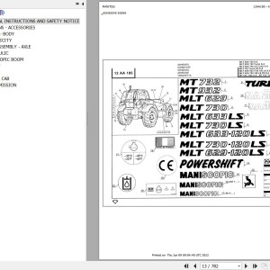 Manitou MT 732 SA Parts Catalog 547785