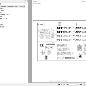 Manitou MT 928 SD E3 Parts Catalog 547998