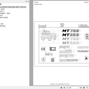 Manitou MT 932 SC E2 Parts Catalog 547973