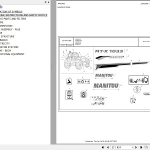 Manitou MT-X 733 95P MT-X 1033 100P ST3A S1 Parts Catalog 647777