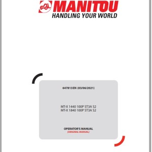 Manitou MT-X1440 100P ST3A S2 MT-X1840 100P ST3A S2 Operator Parts Service Manual