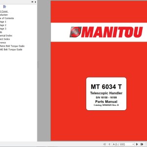 Manitou MT6034 T Parts Manual 50960029 Rev. B