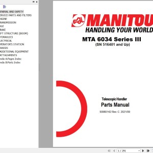 Manitou MTA 6034 Series III Parts Manual 50960142 Rev. C