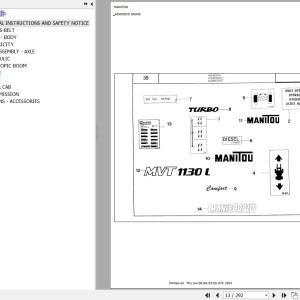 Manitou MVT 1130 L COMFORT LINE MOT 1004 4 USA Parts Catalog 547412