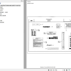 Manitou MVT 1135 L TURBO COMFORT LINE MOT 1004 40T Parts Catalog 648124