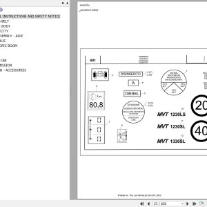 Manitou MVT 1230 SL TURBO COMFORT LINE MOT 1004 40T Parts Catalog 648059