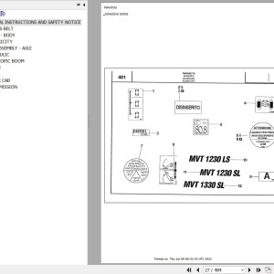 Manitou MVT 1330 SL COMFORT LINE MOT 1004 42 Parts Catalog 648063