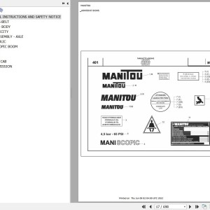 Manitou MVT 628 REXROTH COMFORT LINE MOT 1104C 44T E2 Parts Catalog 648221