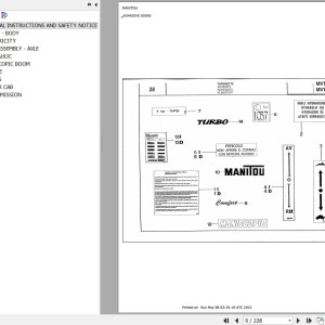 Manitou MVT 675 TURBO COMFORT LINE MOT 1004 40T SITE LIFT Parts Catalog 547682