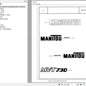Manitou MVT 730 MOT 1004 4 Parts Catalog 47961