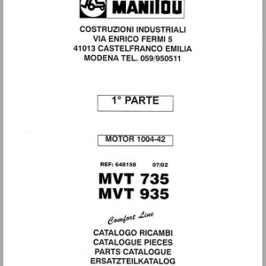 Manitou MVT735 935 COMFORT LINE MOT 1004-42 Parts Catalog 648158