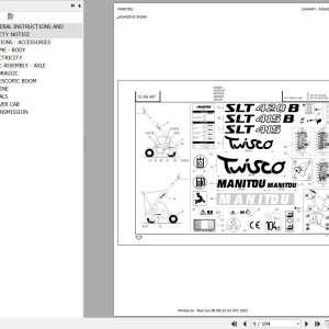 Manitou SLT 420 415 B 415 Parts Catalog 547911
