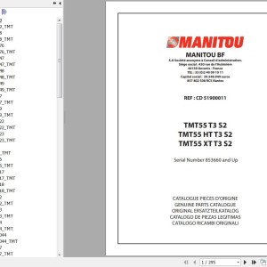Manitou TMT 55 55 HT 55 XT T3 S2 Parts Catalog CD51900011