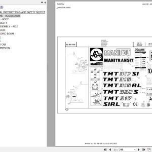 Manitou TMT317 SI Parts Catalog 547633