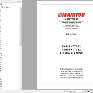 Manitou TMT55HT4WT4S2 TMT55XT4WT4S2 Parts Catalog 647788