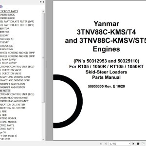 Yanmar 3TNV88C-KMS-T4 3TNV88C-KMSVS-T5 Engine Parts Manual 50950305E