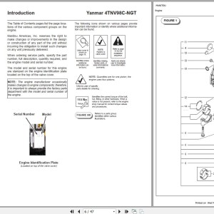 Yanmar 4NTV98C-NGT Tier IV Engine Parts Manual 50960075