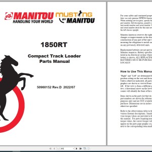 Manitou 1850RT Parts Manual 50960152D