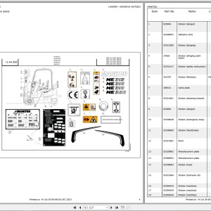 Manitou ME 315 48V S3 US Parts Manual 647502