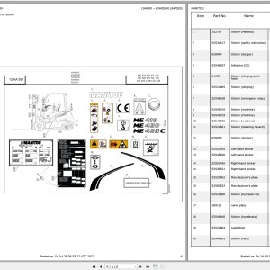 Manitou ME 420 48V S3 Parts Manual 647503