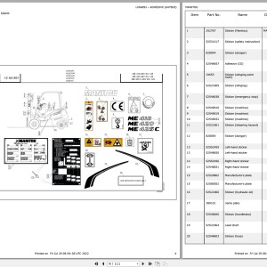 Manitou ME 425 C 48V S3 Parts Manual 647503