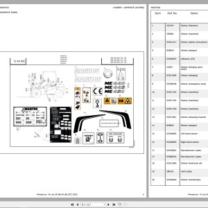 Manitou ME 440 80V S3 US Parts Manual 647505