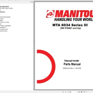 Manitou MTA 6034 Series III Parts Manual 50960142C