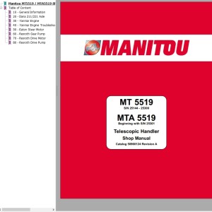 Manitou MT5519 MTA5519 Shop Manual 50960124A