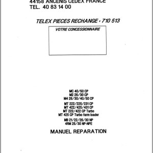 Manitou MC40 50 M226 30 M426 30 40 50 MT222 225 231 422 425 431 CP(TURBO)Repair Manual 47872