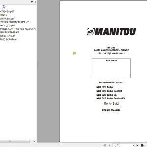 Manitou MLB 625 TURBO CONFORT (EX) MLB 625 TURBO (EX) S1 E2 Repair Manual 547938