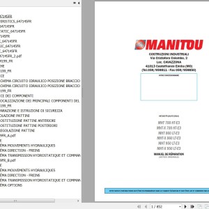 Manitou MHT 780 Turbo 860L EVOLUTION 860L Turbo 950L Turbo MHT-X 780 Turbo E3 Repair Manual 647145