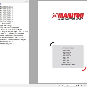 Manitou MT(MT-X)1440 1440A 1840 1840A E3 Repair Manual 647231