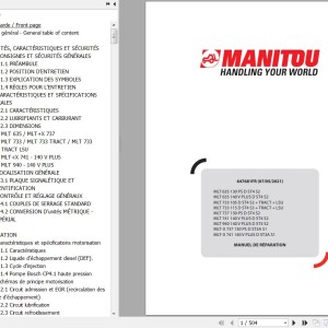 Manitou MLT(X) 635 733 737 741 940 105 130PS 140V PLUS D ST4 S2-3 ST3A S1 TRACT LSU Repair Manual 647681