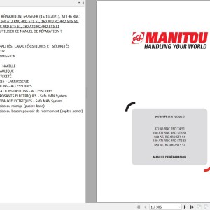 Manitou ATJ 46 RNC 2RD T4 S1 160 ATJ RNC 160 ATJ RC 180 ATJ RNC 180 ATJ RC 4RD ST5 S1 Repair Manual 647697