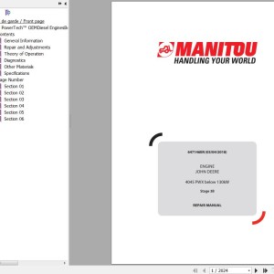 John Deere 4045 PWX below 130kW Stage 3B Engine Repair Manual 647146
